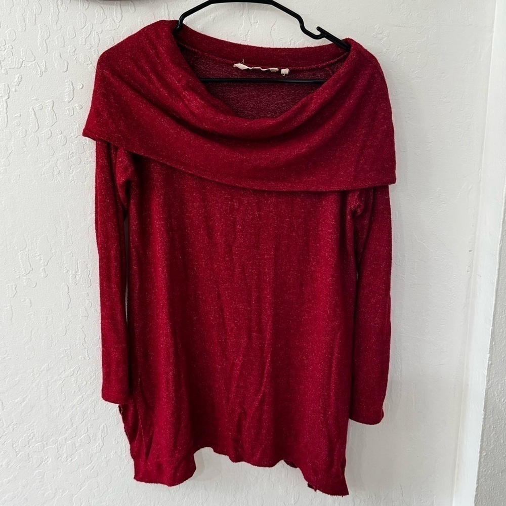 Soft Surroundings Heathered Red Long Sleeve Cecillia Tunic Petite Small